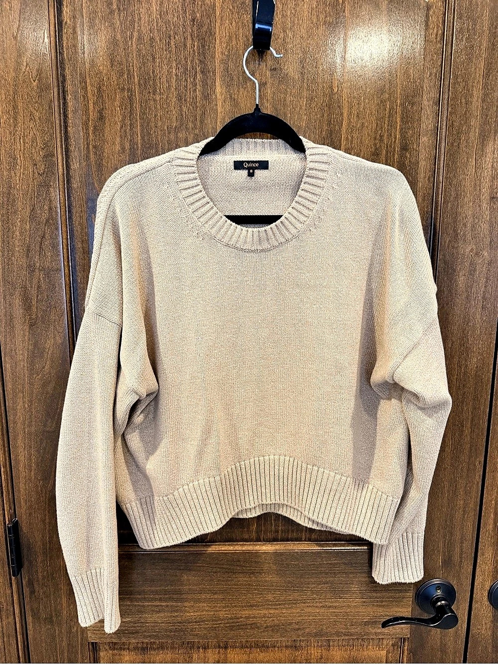 Quince 100% Organic Cotton Crewneck Sweater Beige Small